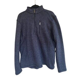 Woolrich Sweater Jacket Pullover Men's L/G Blue Half Zip Mock Neck Long Sleeve